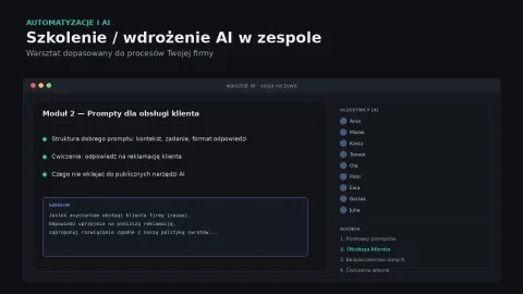 Szkolenie / wdrożenie AI w zespole