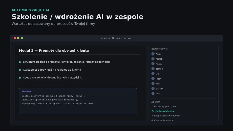 Szkolenie / wdrożenie AI w zespole